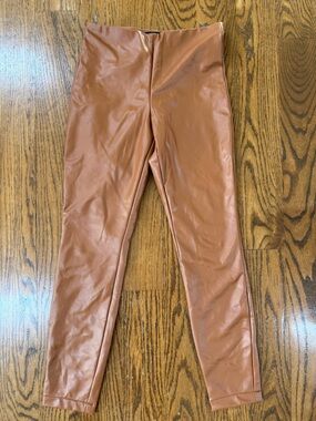 Banana Republic Pleather Leggings in Cognac Brown